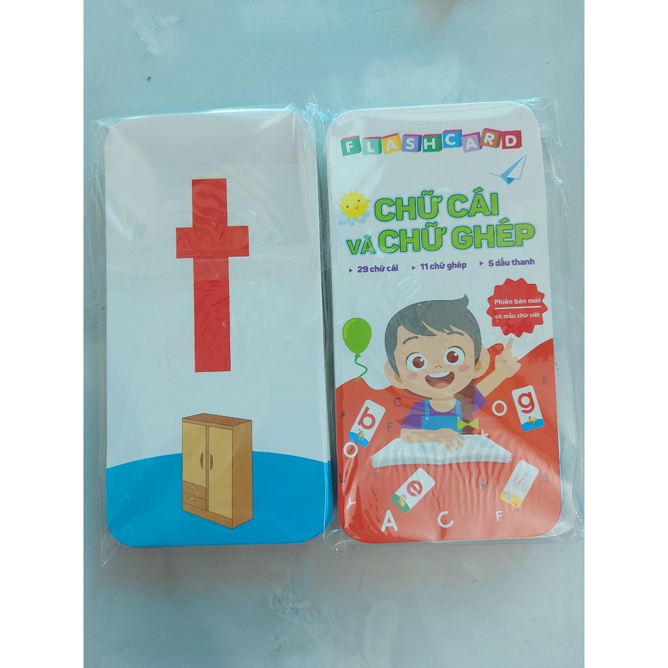 Bộ thẻ học chữ cái cho bé vào lớp 1, gồm 29 chữ cái 11 chữ ghép và 5 dấu thanh