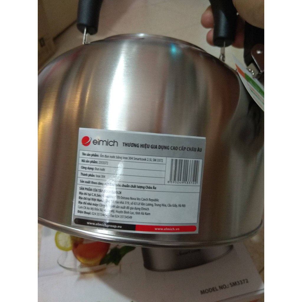 Ấm đun nước Inox 304 Elmich Smartcook 2.5L SM3372 dùng bếp từ