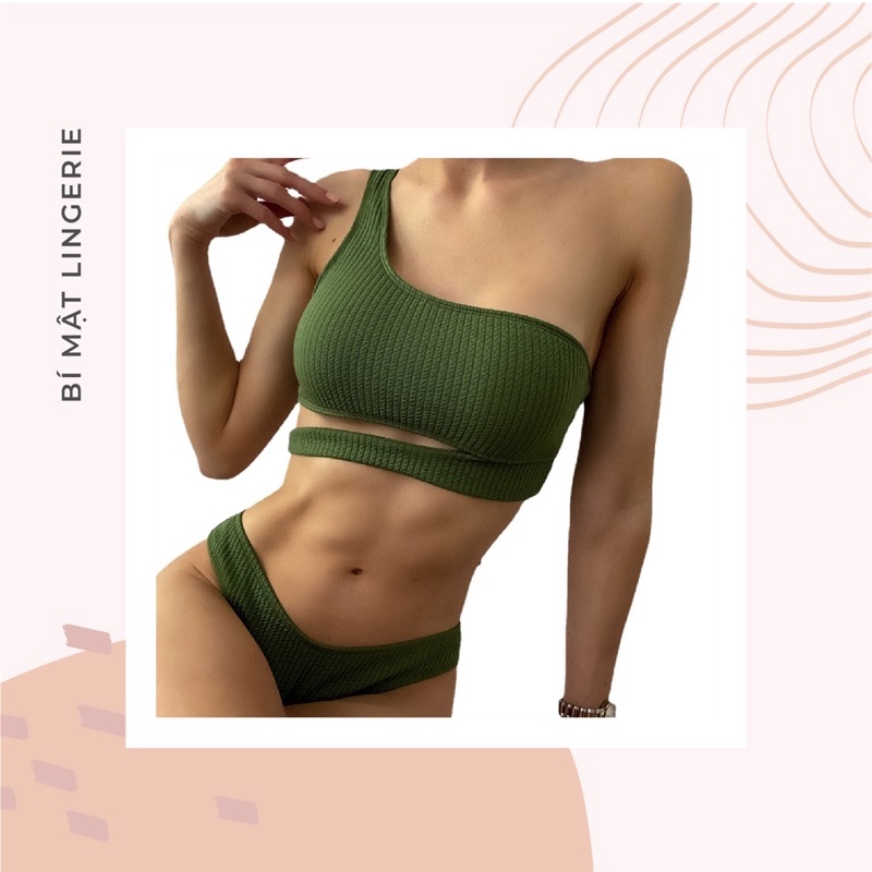 Bikini đồ bơi sexy thun tăm xanh rêu sexy sẵn hàng đủ size hot trend 2023