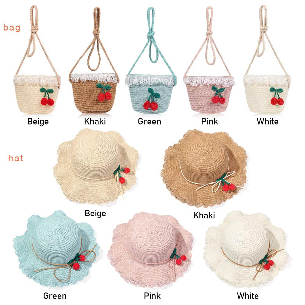 CLEVER Mũ Rộng Vành Che Nắng In Họa Tiết Cherry Thời Trang Đi Biển Cho Bé