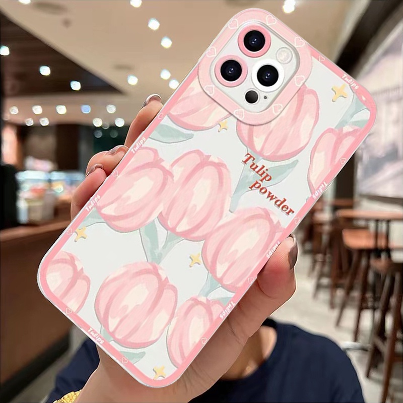 Ốp Điện Thoại Silicon Tpu Mềm Trong Suốt Hình Hoa Tulip Cho iPhone 6 6s 7 8 plus XR X XS max 11 12 13 pro max SE 2020 13Mini