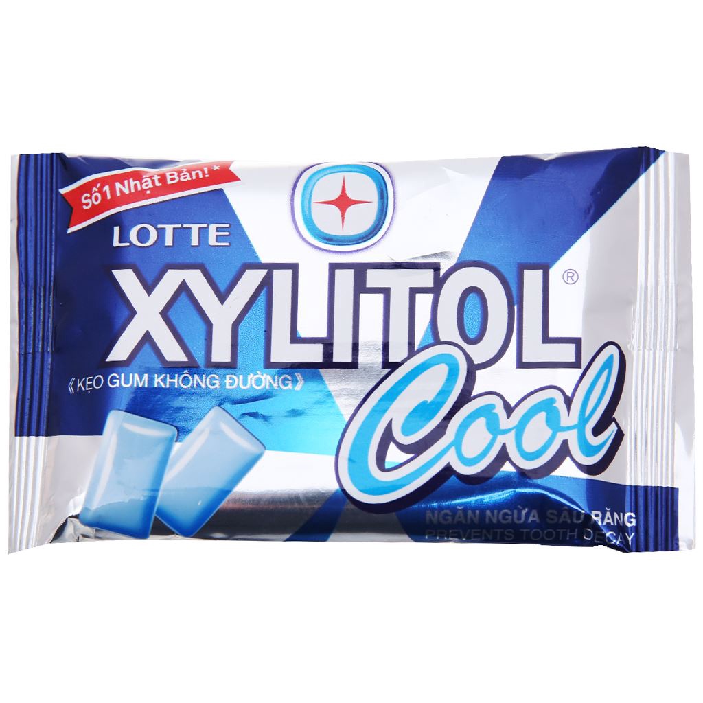 Kẹo gum không đường Lotte Xylitol Cool vỉ 11.6g (đủ vị: dâu, việt quất, không đường, bạc hà)