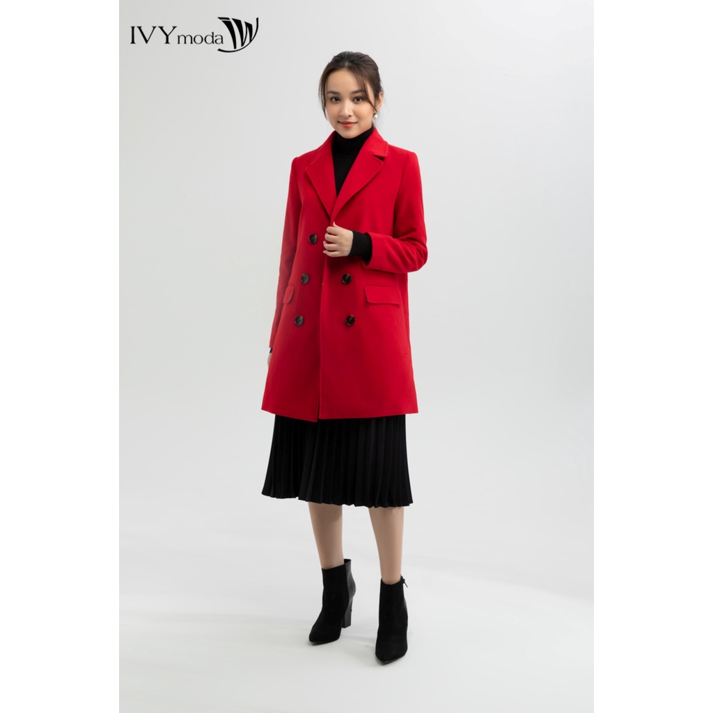 Áo khoác dạ nữ dáng dài 6 khuy IVY moda MS 71C5976