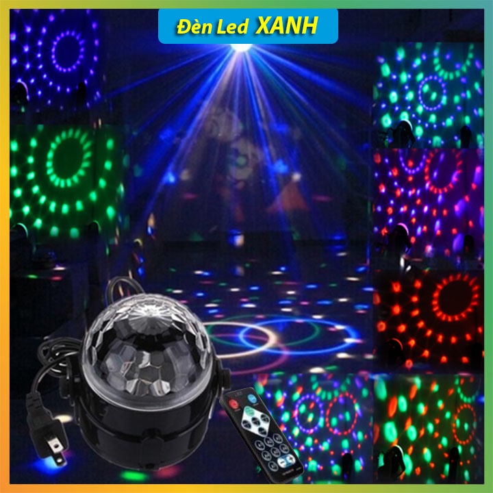 Đèn led trang trí sân khấu, Đèn phòng bay cầu xoay mini 7 màu Cao Cấp có khiển cảm biến tự động nháy theo nhạc.