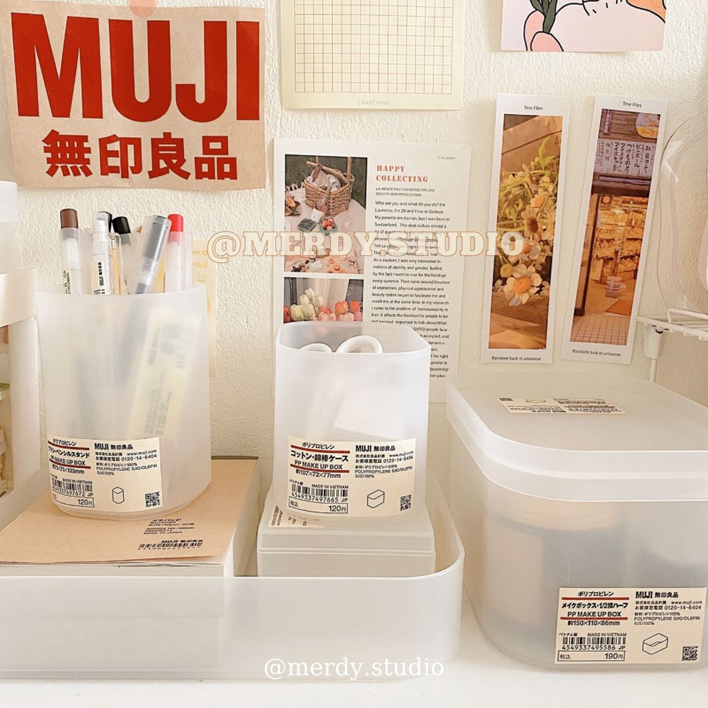 Hộp nhựa MUJI chính hãng nhiều size đựng đồ để bàn - ảnh thật, có bill