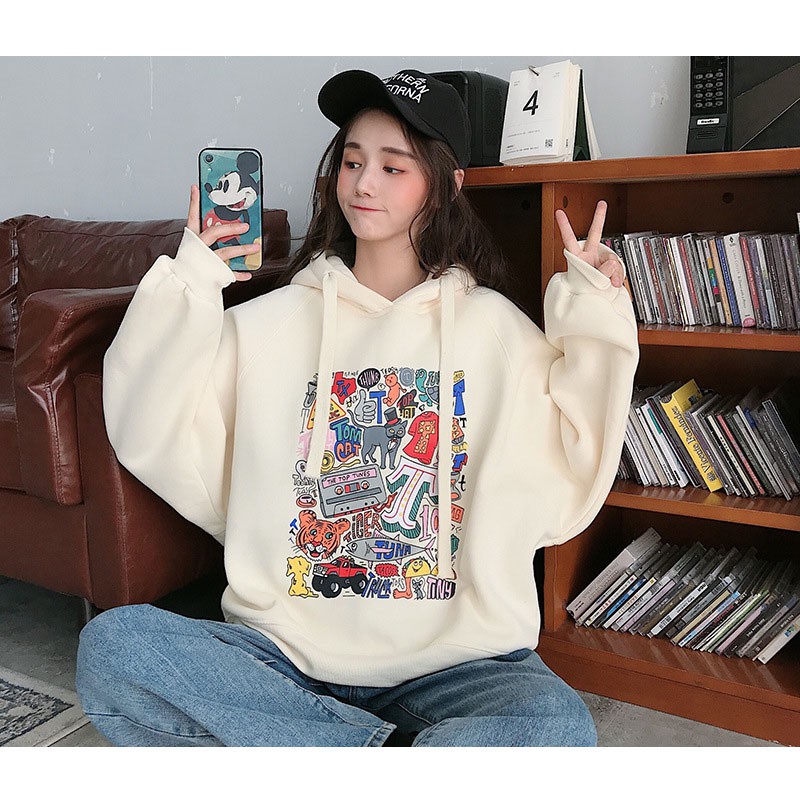 Áo Hoodie In Họa Tiết Graffiti Cá Tính Dành Cho Nữ | BigBuy360 - bigbuy360.vn