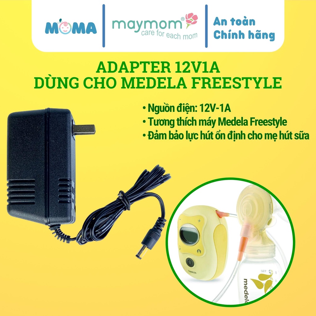 Sạc dùng cho máy hút sữa Medela Free Style, Adapter nguồn điện dùng 220V, cục chuẩn đầu ra 12V1A, mới 100%
