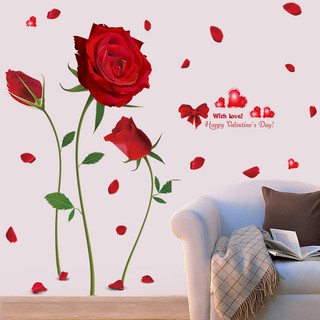 Decal dán tường Hoa hồng đỏ red