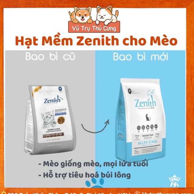 Thức ăn hạt Mềm ZENITH cho mèo con tiêu búi lông, 1.2Kg