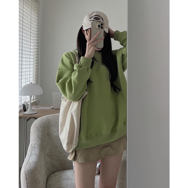 Áo sweater nỉ trơn cổ tròn hàng nỉ xịn