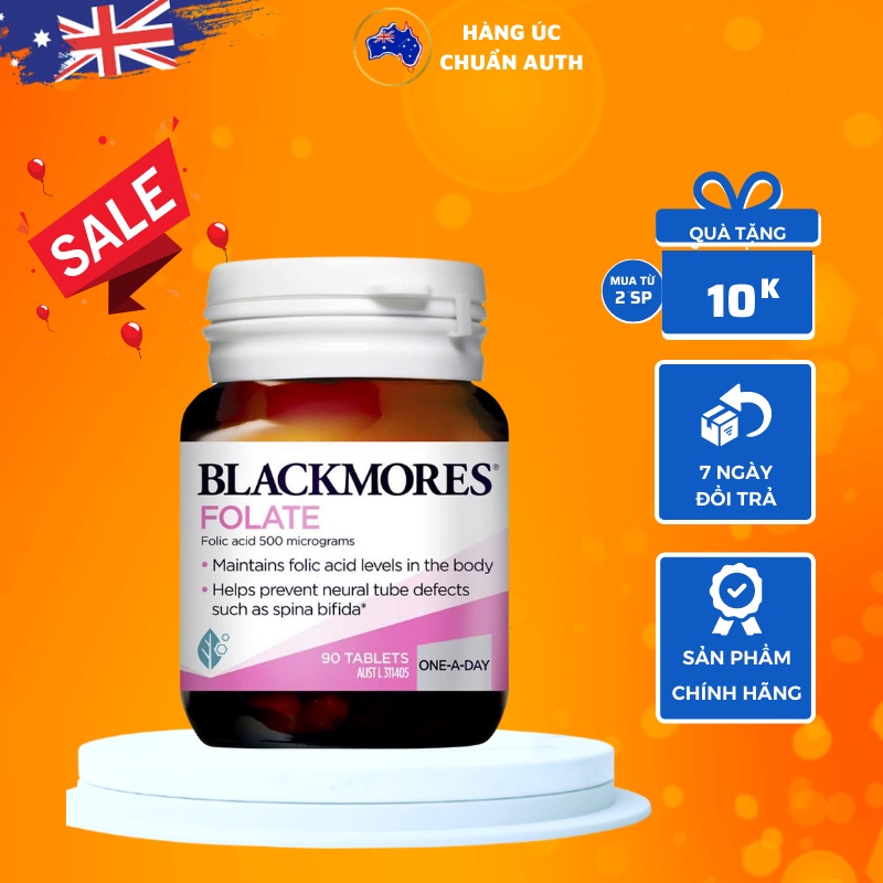 Viên uống bổ sung Axit Folic Úc Blackmores Folate 500mcg 90 viên (SP2)