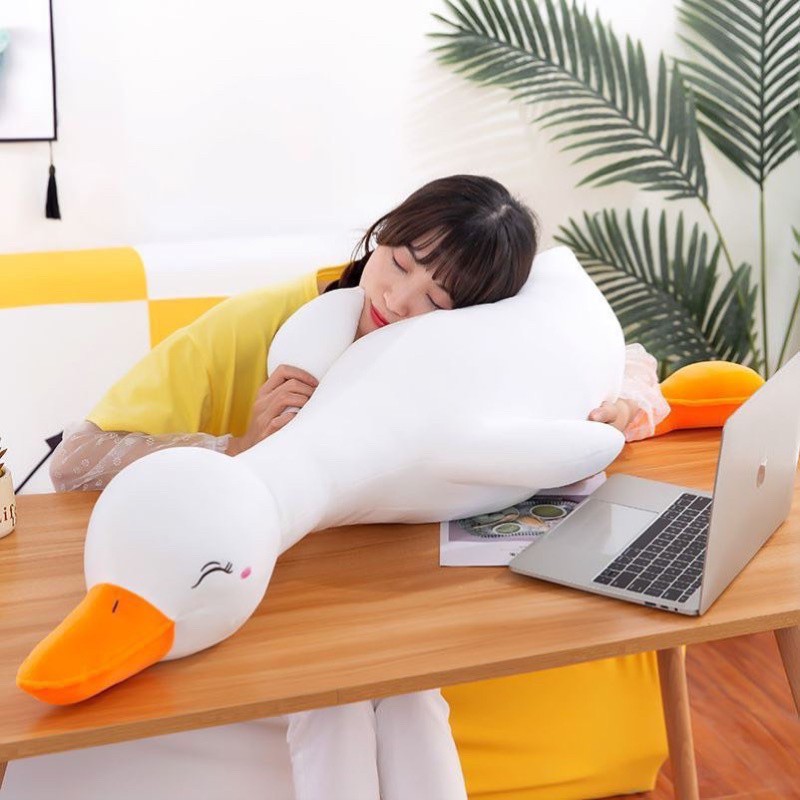 Gấu bông vịt trầm cảm, vịt mệt mỏi siêu to khổng lồ vải nhung co giãn 4 chiều.Chất Liệu Vải Mềm Mịn, size Vịt 1m3 1m6