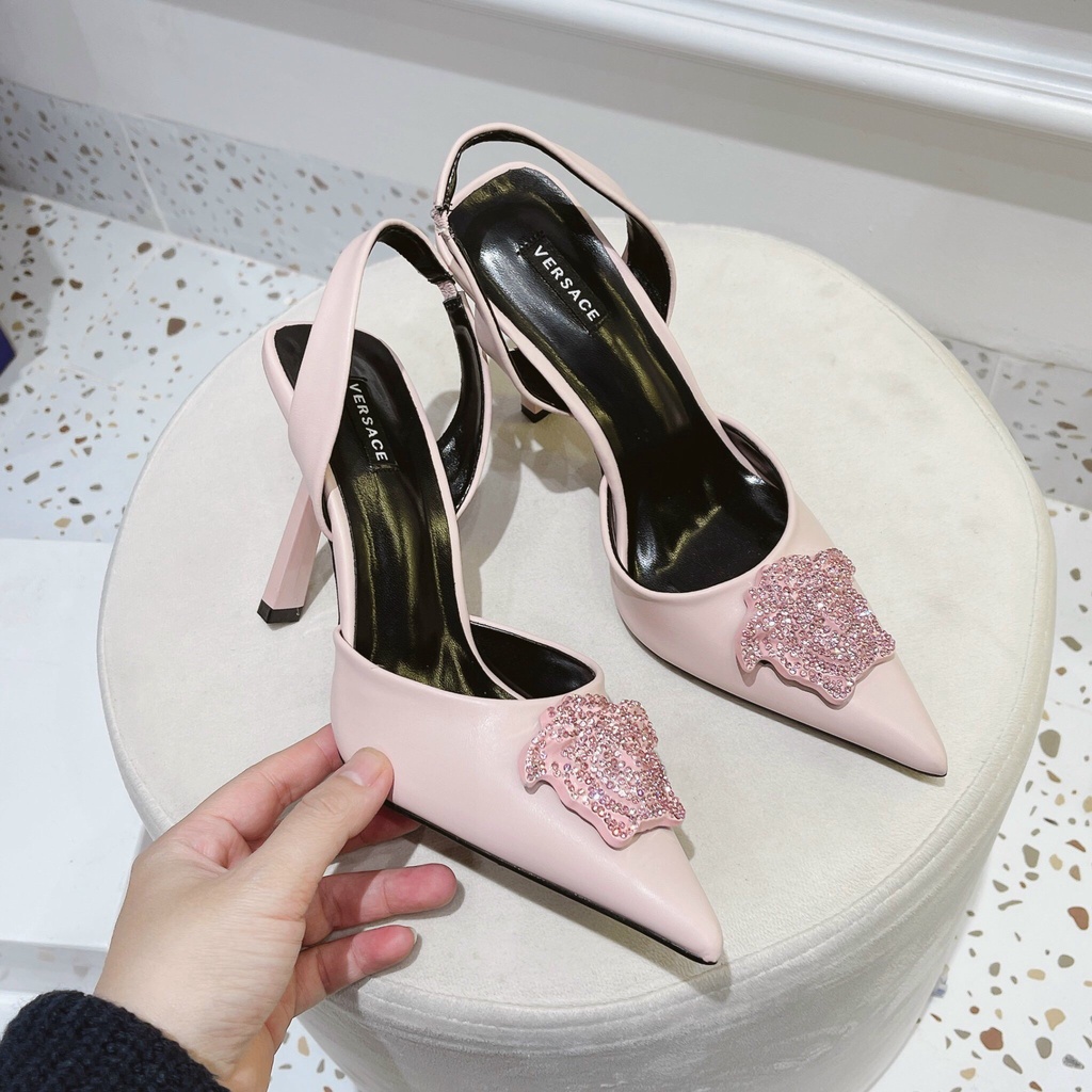 Giày cao gót màu hồng mặt đá VIC siêu xinh cao cấp fullbox túi giấy