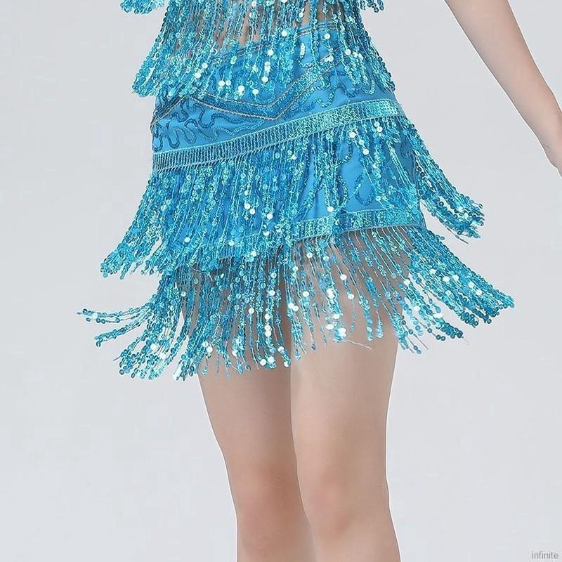 Thắt lưng múa bụng phối dây tua sequin đẹp mắt