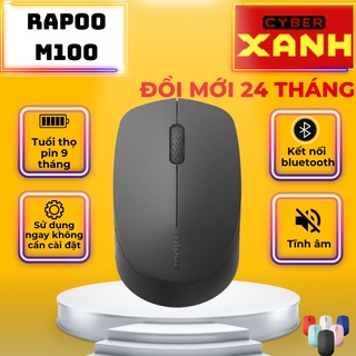 Chuột máy tính không dây giảm ồn kết nối bluetooth hoặc USB dùng cho MacOS và pc Rapoo M100 – Cam kết BH 1 đổi 1 2 năm