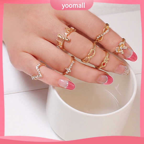 Yomall♡ Bộ 7 NhẫN Midi HợP Kim NhiềU KiểU DáNg