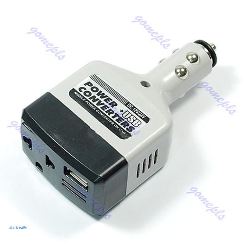 Củ Sạc Chuyển Đổi DC 12V Sang AC 220V Có Cổng USB Cho Xe Hơi