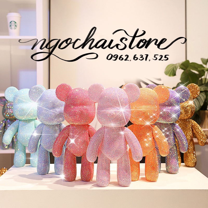 [Sẵn Hàng] Gấu đính đá bearbrick handmade tự làm size 23 hottrend tiktok đủ màu sẵn hàng cho mọi lứa tuổi