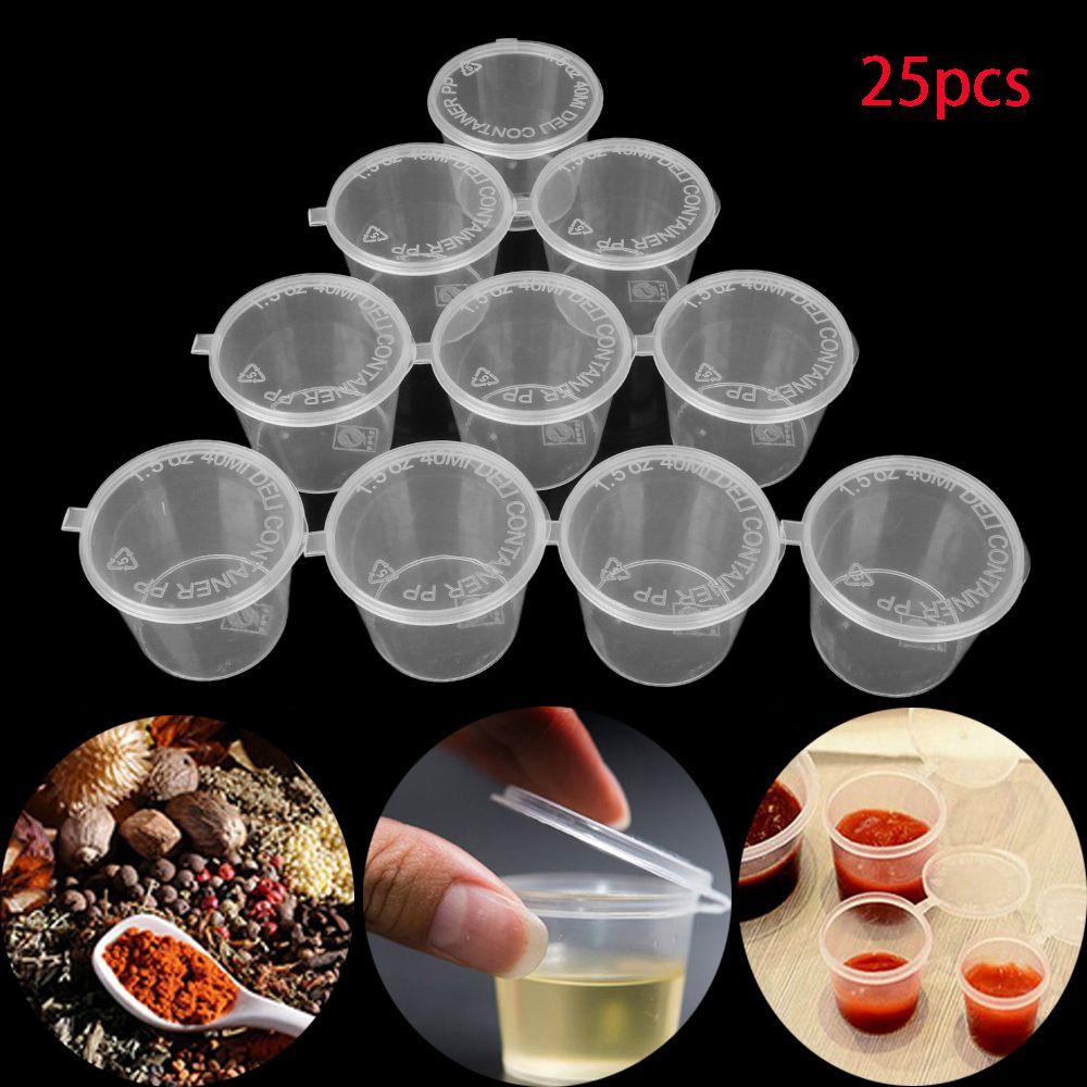 KUNHEV Set 25 Cốc Đựng Nước Sốt Bằng Nhựa Cỡ Nhỏ Tiện Dụng