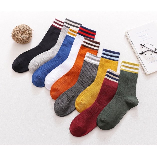 Vớ cotton dệt kim cao cổ đủ màu Nam Nữ phong cách trẻ trung, năng động.