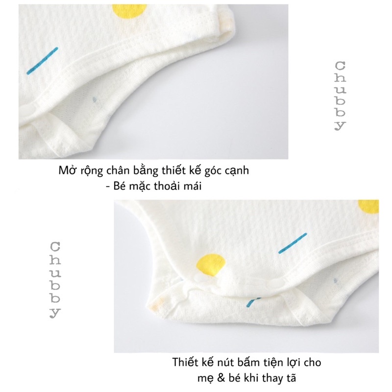 Body Chip Cộc Tay Cho Bé,Body Sơ Sinh Vải Cotton Thông Hơi Thoáng Mát Cho Bé 0-12 tháng