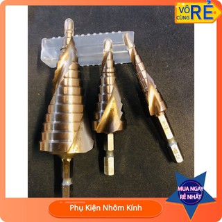 Bộ 3 mũi khoan tháp tầng HSS 4-32mm khoan nhôm, inox, sắt, đầu phủ titan.