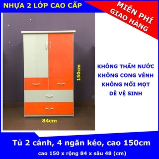 - tủ nhựa đài loan cho người lớn/ trẻ em 2 cánh 2 ngăn kéo nhỏ 2 ngăn kéo lớn