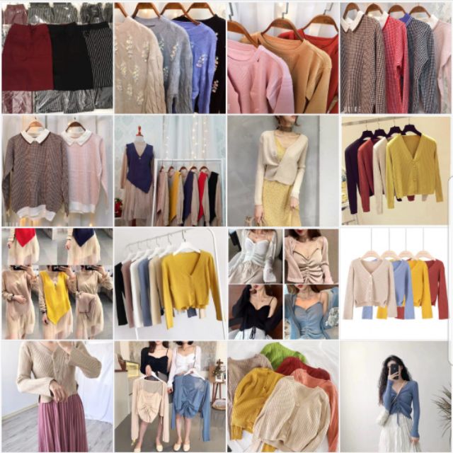 Áo váy set Len Quảng châu