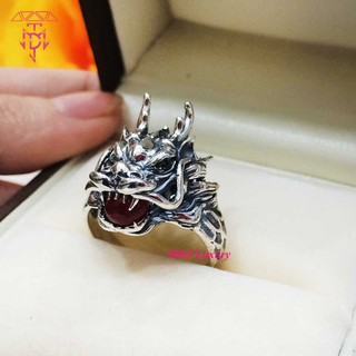 Nhẫn nam bạc thái rồng ngậm ngọc -MDJ