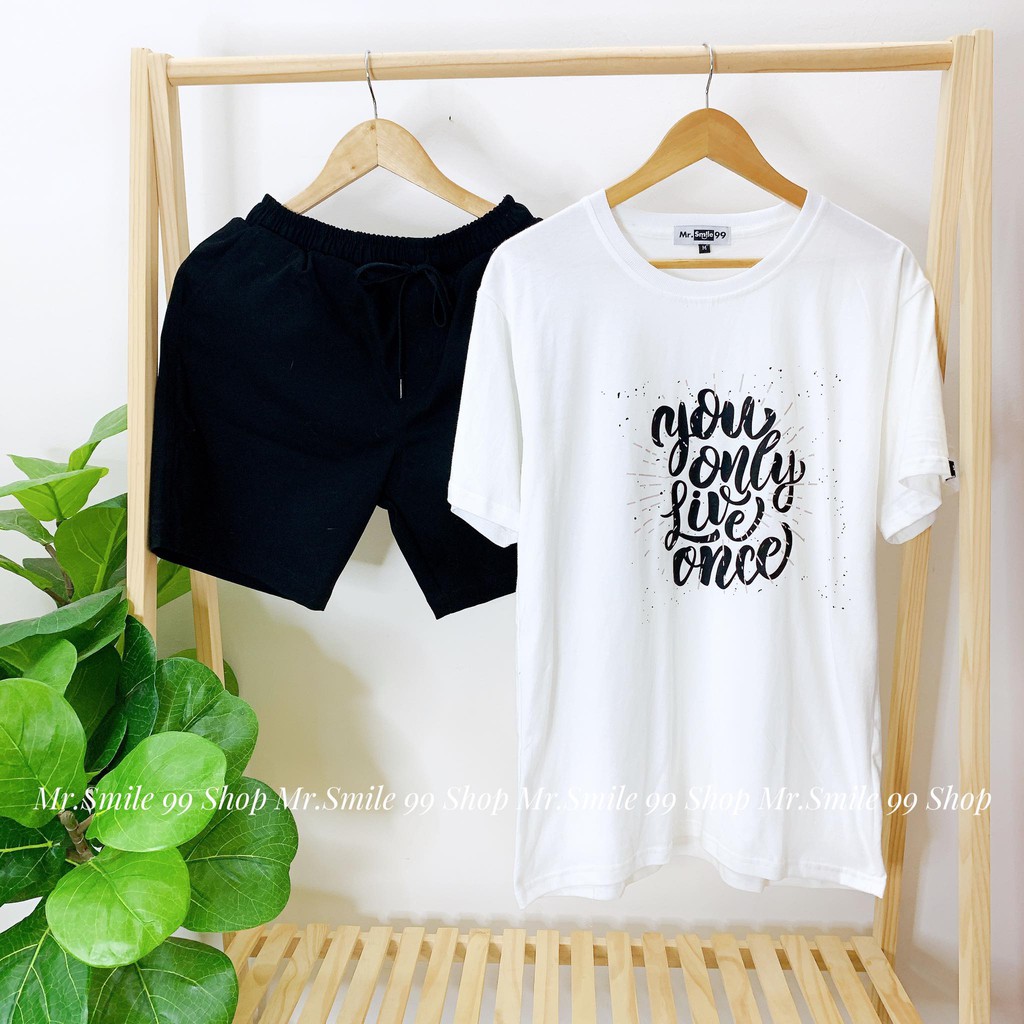 Áo Thun Tay Lỡ Form Rộng Phối Chữ Unisex Nam Nữ Mr Smile 99 Shop