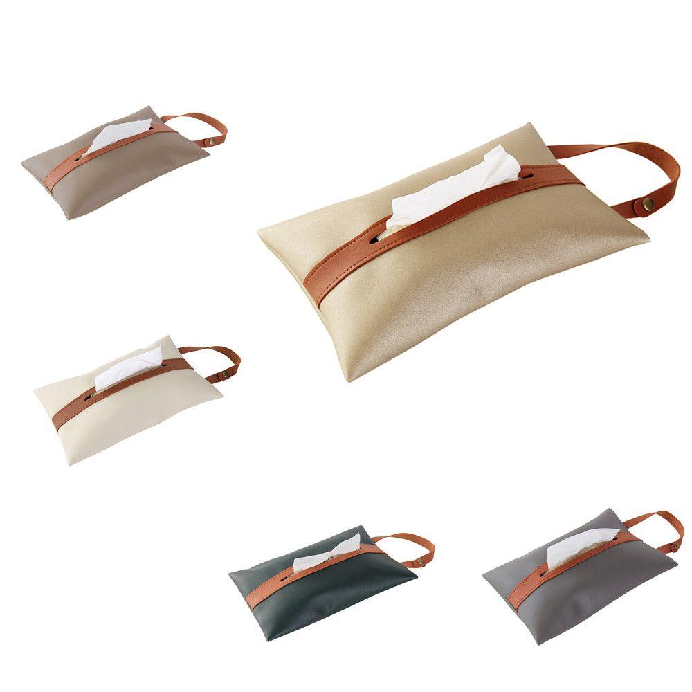 LET Hộp Da Pu Đựng Khăn Giấy Treo Xe Hơi Tiện Dụng