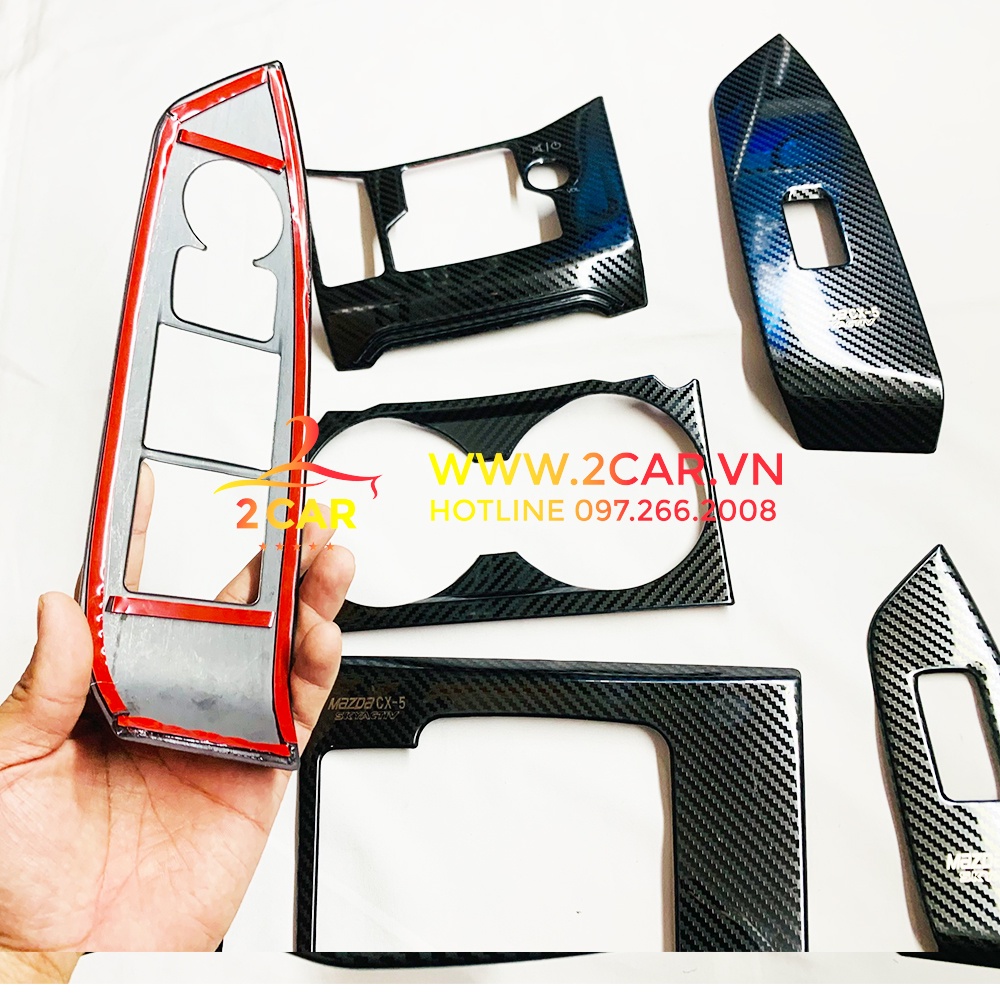 Ốp nội thất Carbon xe Mazda CX5/ Cx-5 2018 2019 2020 2021 2022 2023 2024 vân Cacbon kim loại cao cấp