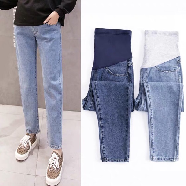 🤰quần denim dáng dài cho mẹ bầu-hàng quảng châu đẹp( sẵn hàng giao ngay )