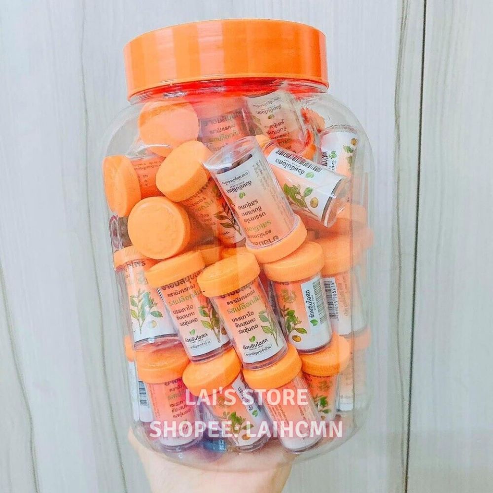 Kẹo Ngậm Giảm Ho Cam Thảo Ouayun Vị Cam và Chanh, Thảo Dược Thái Lan 100 viên Siêu Hiệu Quả - LAI'S STORE
