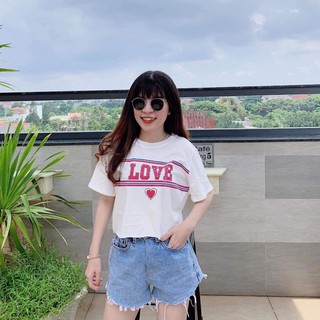 ☀️Áo Croptop Tay Lỡ Love