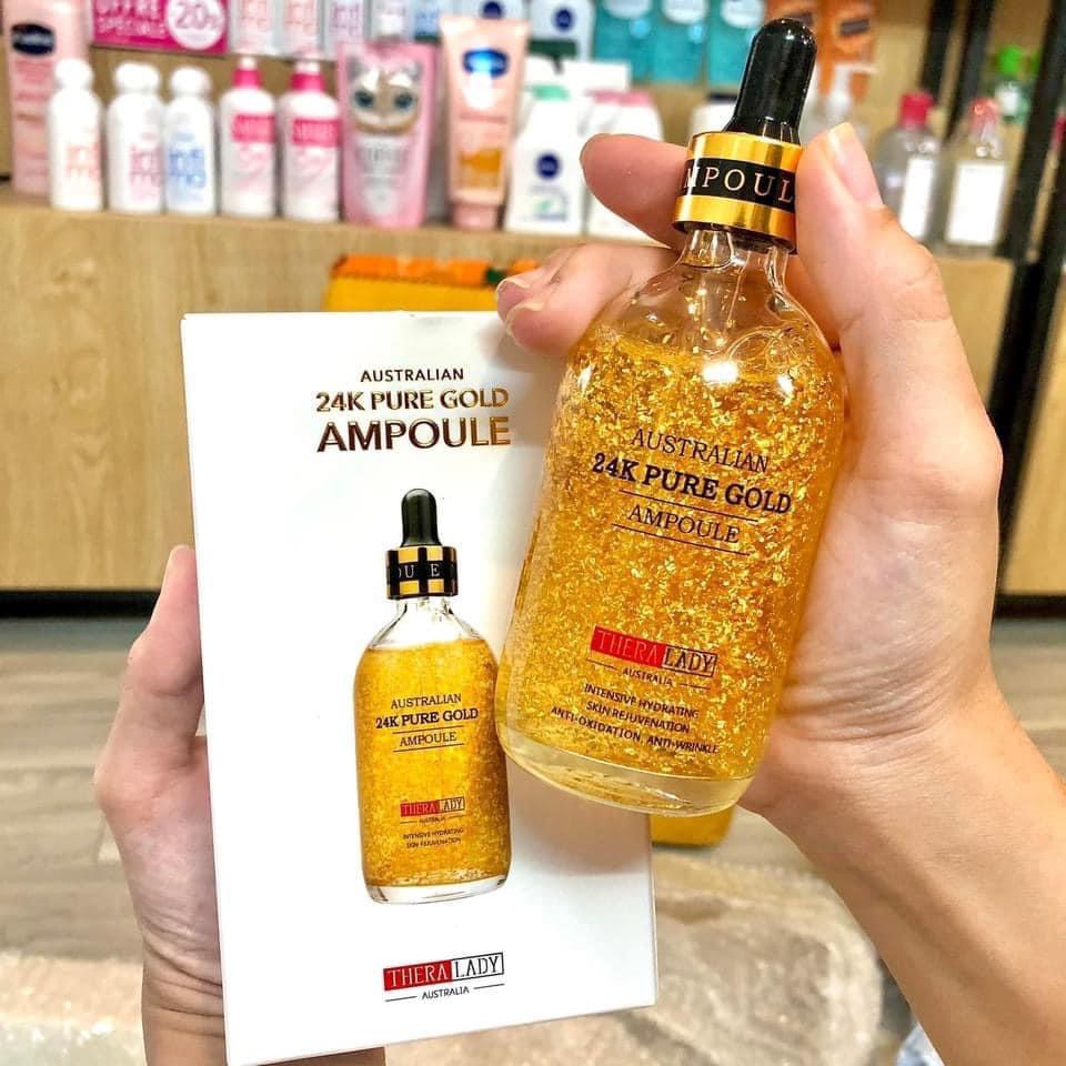 Serum dưỡng da Thera Lady Australian 24K Pure Gold Ampoule 100ml Của Úc ( Tặng Thanh Lăn  và Quà Tặng 0 Đ )