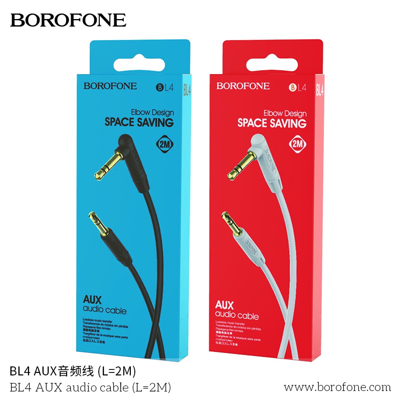 Cáp Audio AUX BOROFONE BL4 Chuyển Jack 3.5mm sang Jack 3.5 mm, TPE, 2m