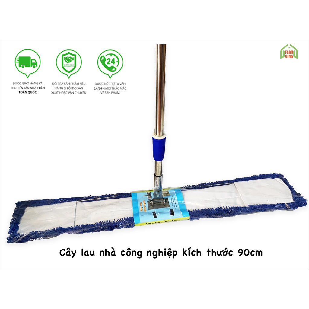 Cây lau nhà công nghiệp 90cm cây lau bẹ san hô sợi microfiber siêu sạch lau trường học bệnh viện toà nhà khu công nghiệp