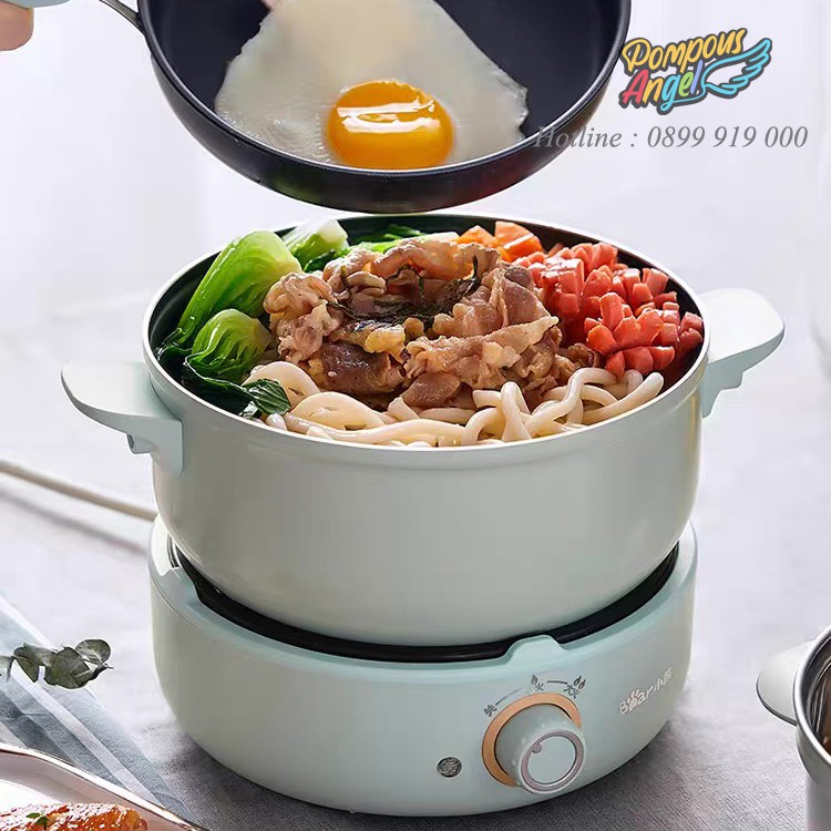 Nồi điện mini 3 tầng đa năng BEAR DHG-B25V1 2.5L  màu xanh đủ bộ