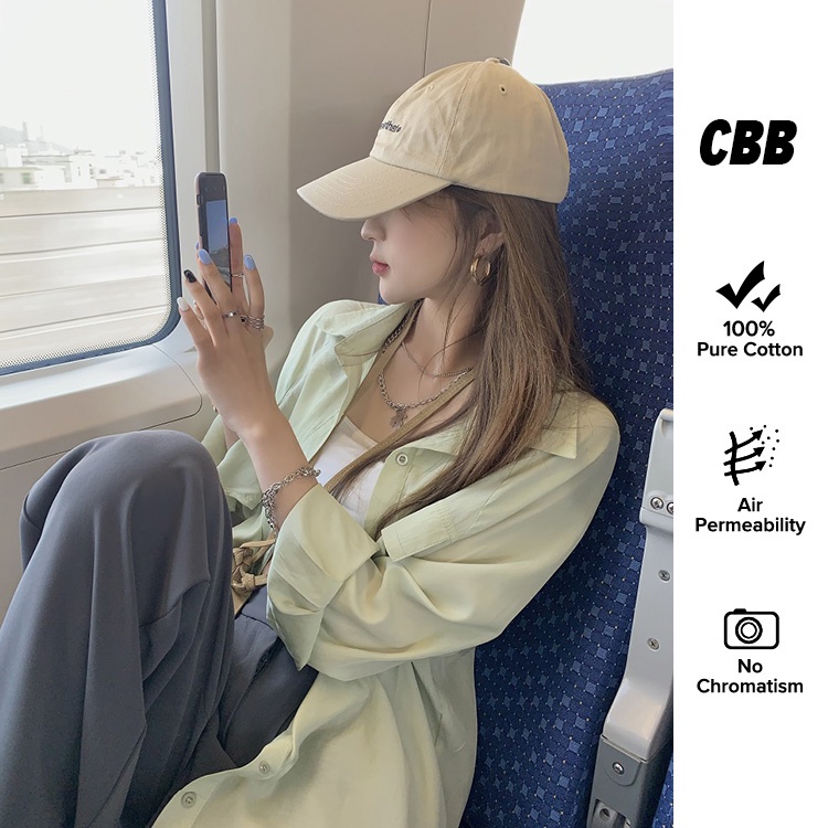 Porozi Áo sơ mi  dài tay dáng rộng phong cách Hàn Quốc cho nữ