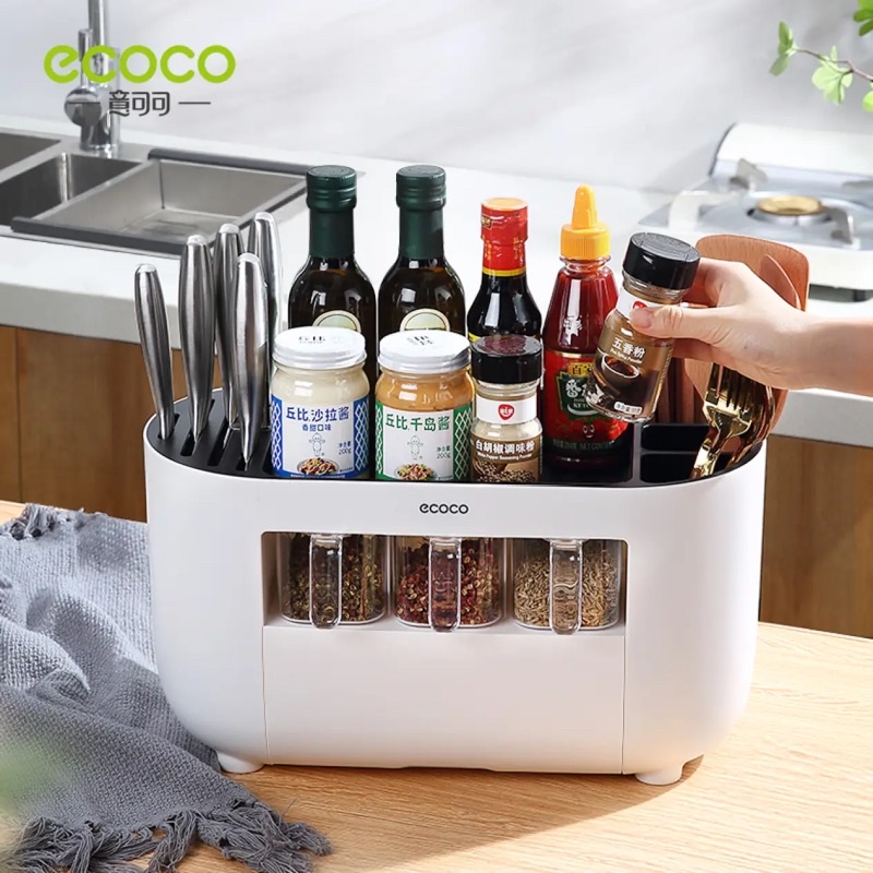 KỆ NHÀ BẾP ĐA NĂNG ECOCO KÈM 6 NGĂN ĐỰNG GIA VỊ