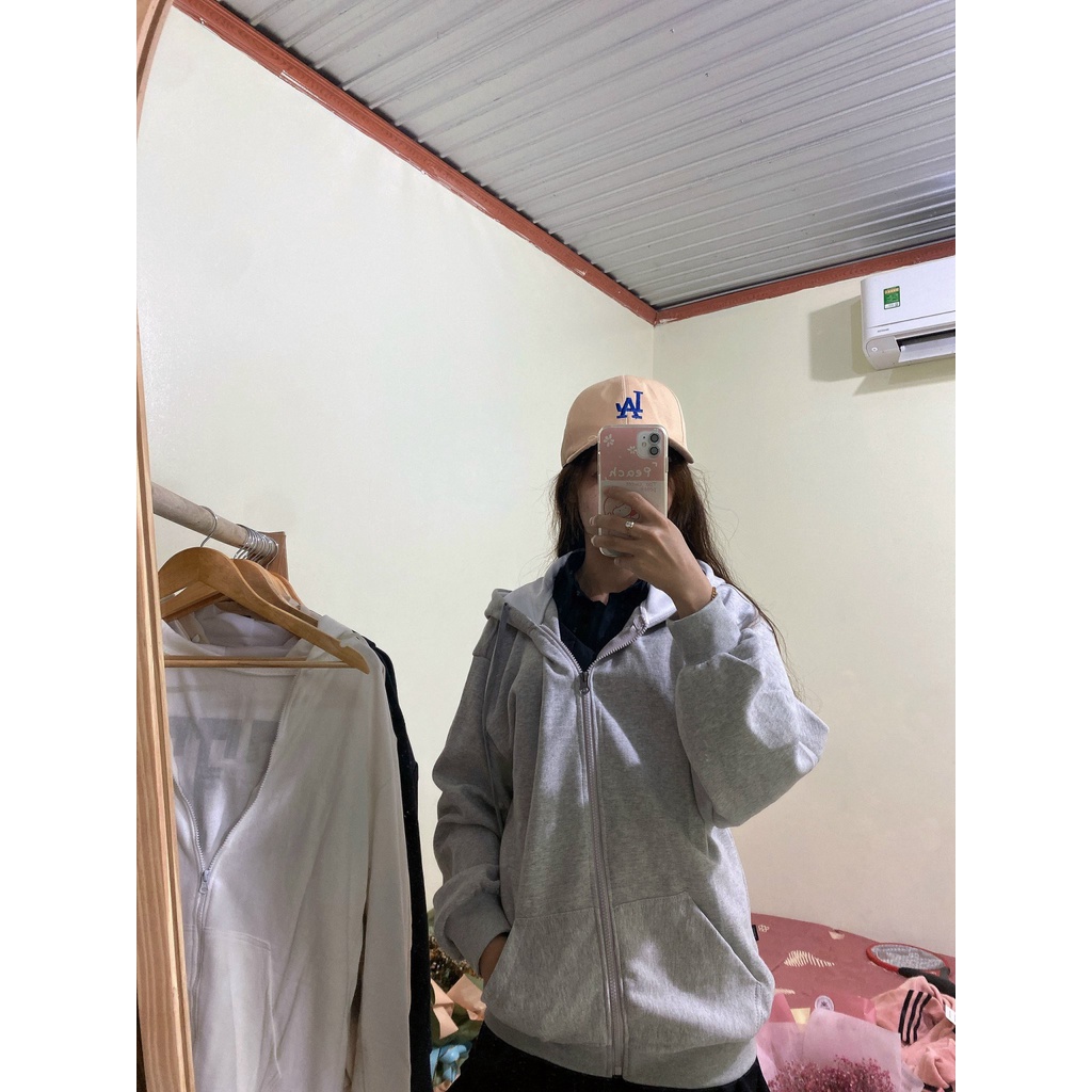Áo khoác hoodie trơn basic , form rộng chống nắng cho nữ, nón 2 lớp, chất nỉ cao cấp
