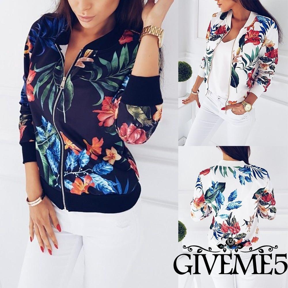 Áo khoác Bomber họa tiết hoa retro thời trang dành cho nữ