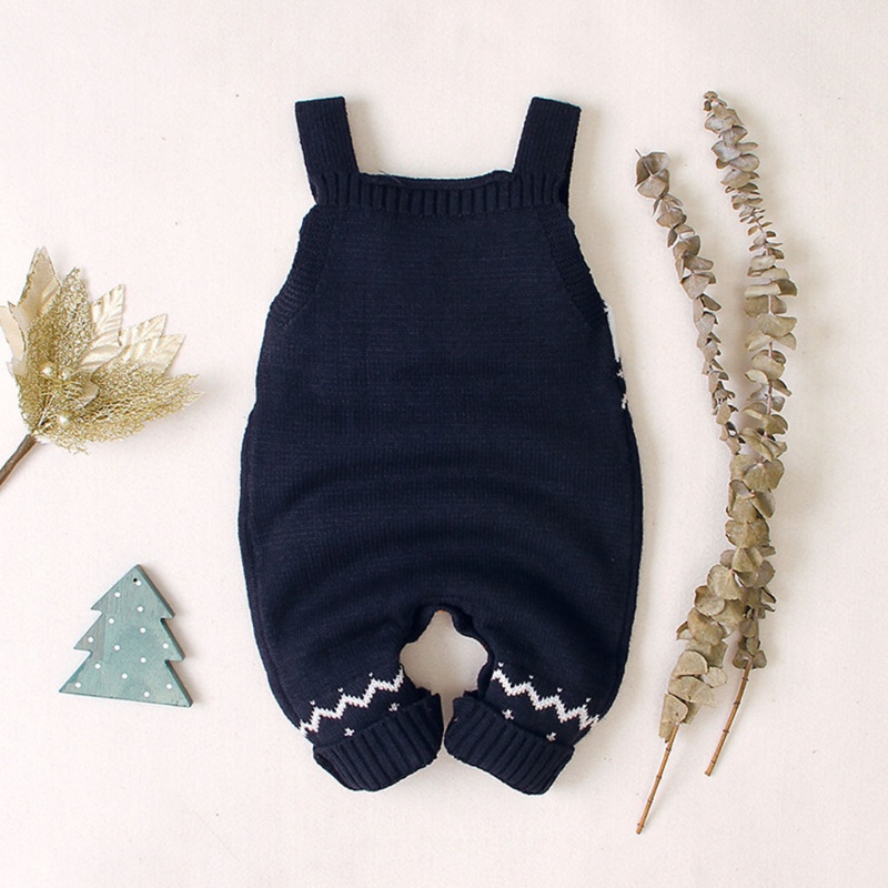 Bộ áo liền quần dệt kim họa tiết tuần lộc hoạt hình phong cách giáng sinh cho bé