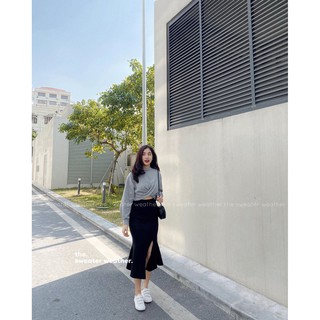 Chân váy len đuôi cá xẻ