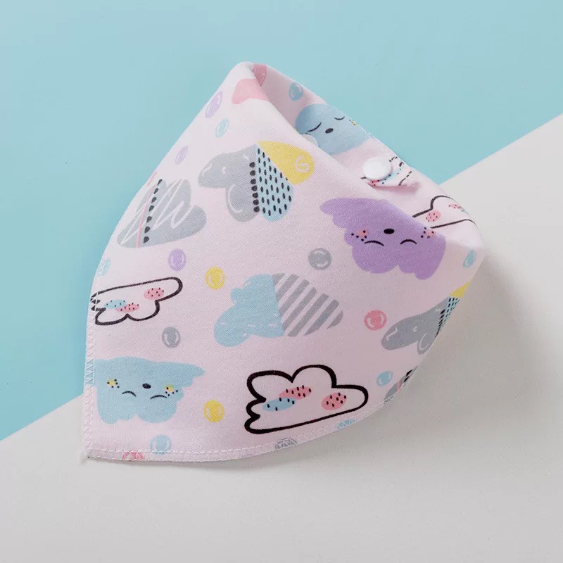 Khăn yếm tam giác kidandmom siêu mềm mịn giữ ấm cổ chất cotton hai nấc nút bấm thấm hút tốt cho bé trai bé gái