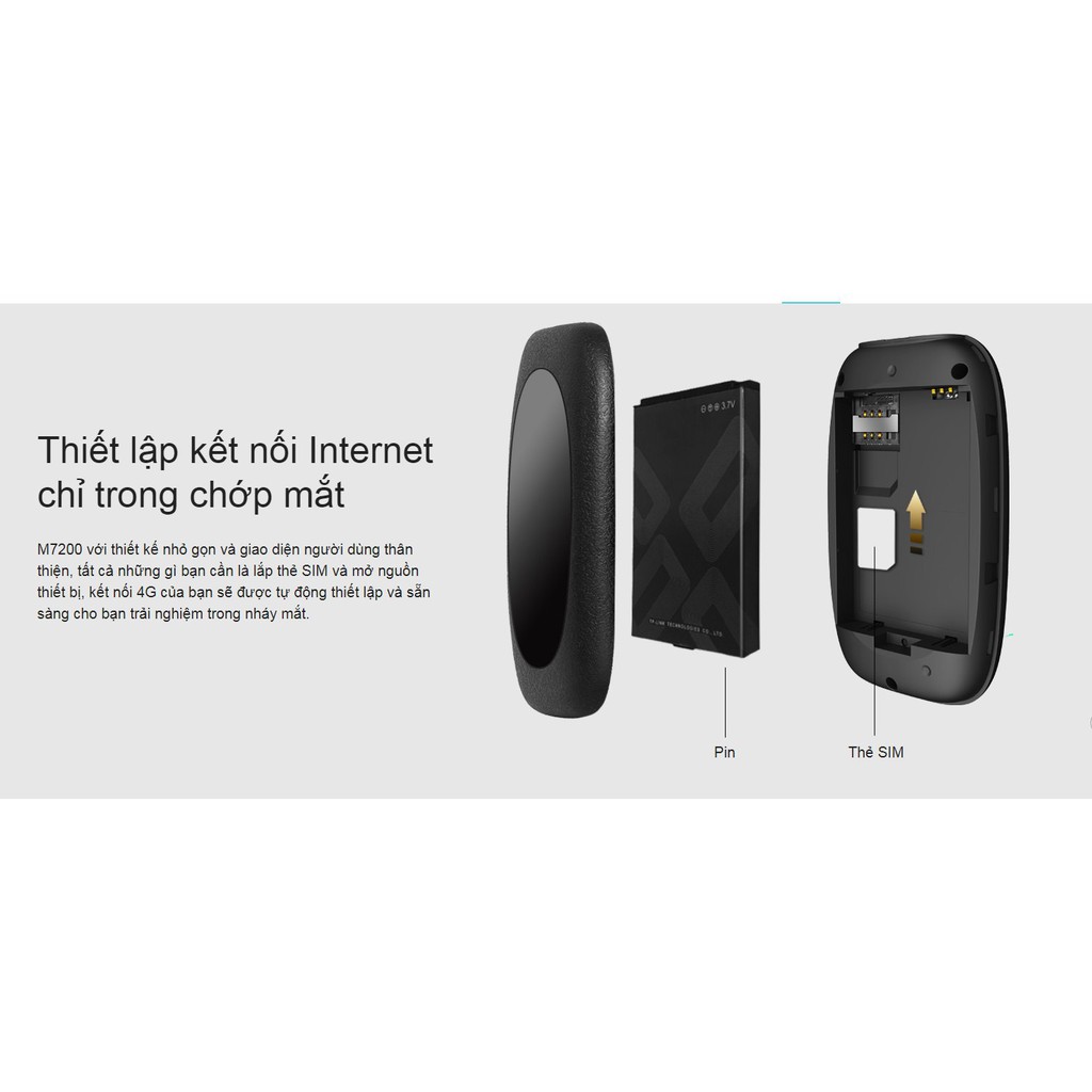 [Mã ELHAMS5 giảm 6% đơn 300K] Bộ Phát Wifi 4G Tp-Link M7000 M7200 - Tốc Độ Cao 150Mbps - Đèn Hiển Thị Thông Minh