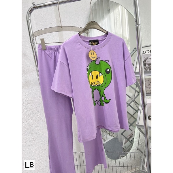 Bộ cotton tím khủng long