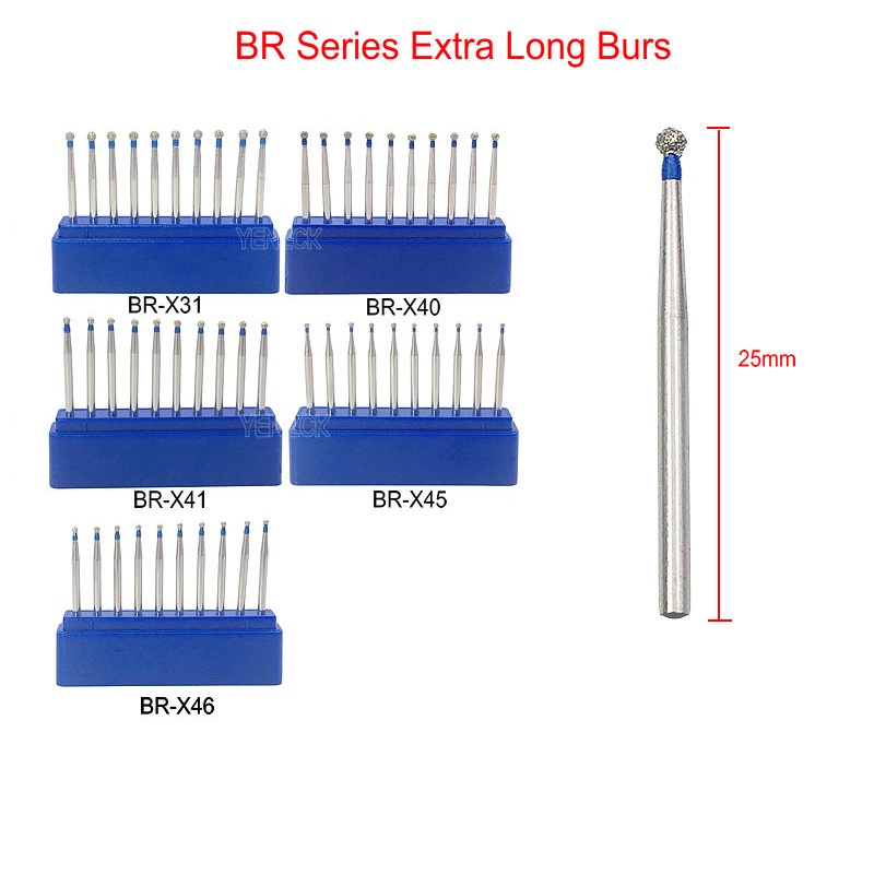 Bộ 10 mũi khoan có quả bóng tròn 25mm fg 1.6mm chuyên dụng cho nha khoa