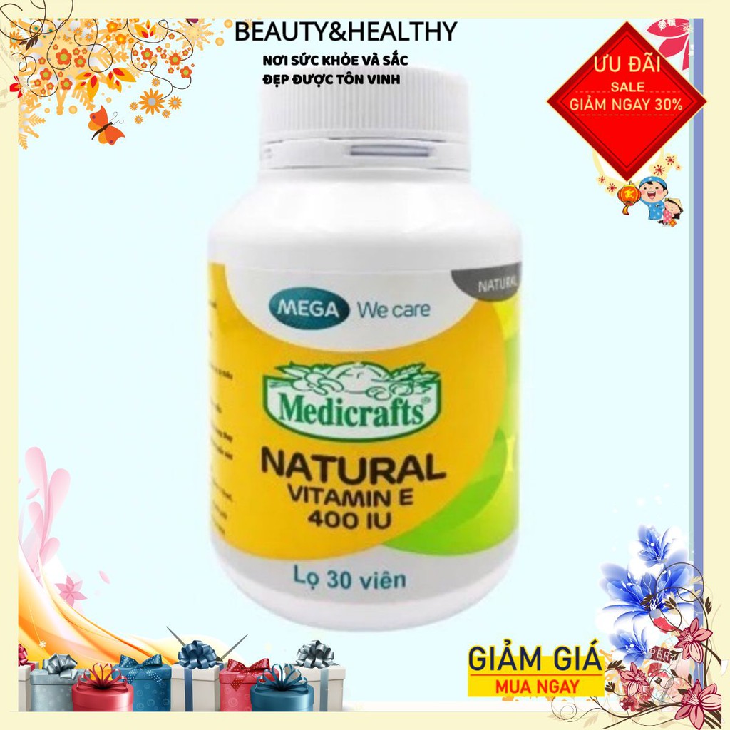 NATURAL VITAMIN E 400 IU MEGA WE CARE (ENAT CHAI)LỌ 30 VIÊN NANG MỀM